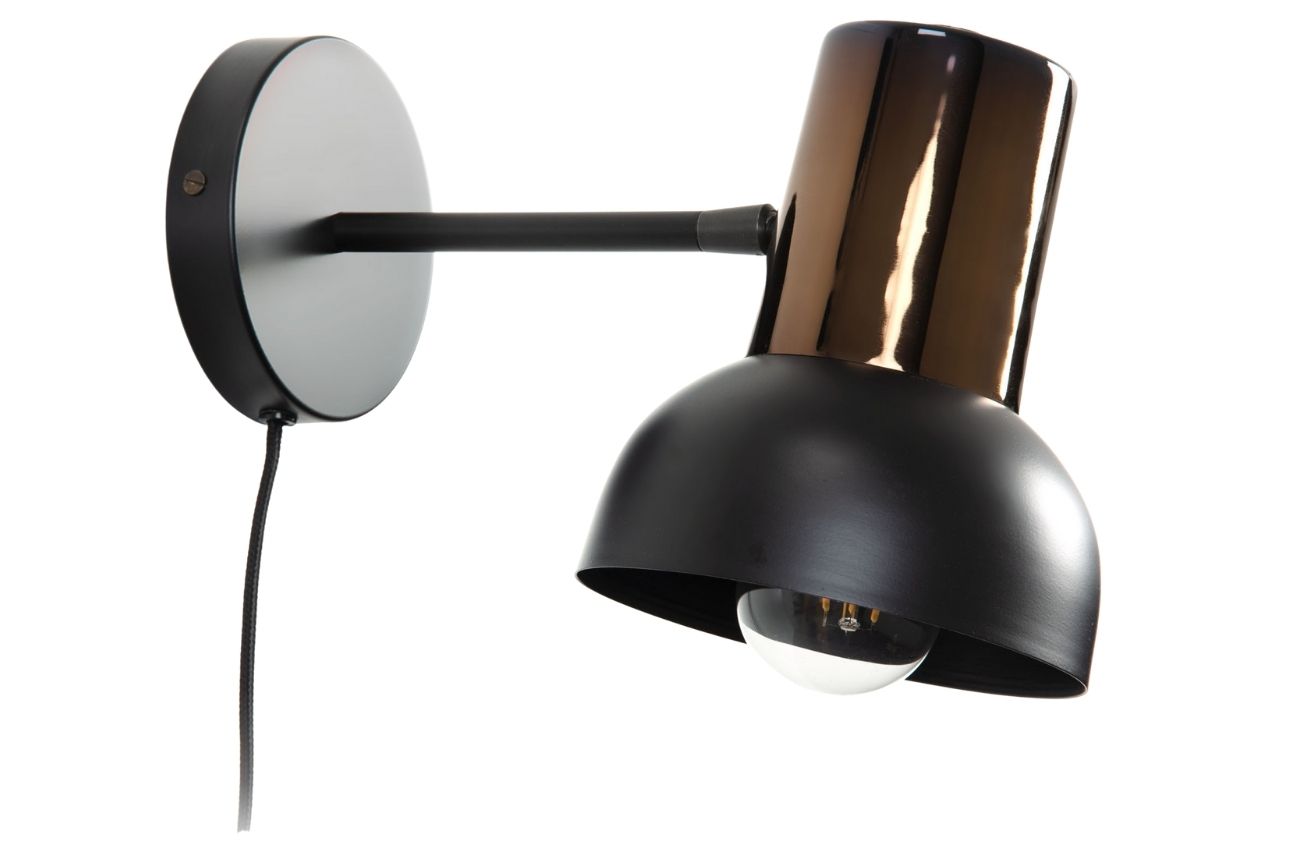 Černo měděná kovová nástěnná lampa Kave