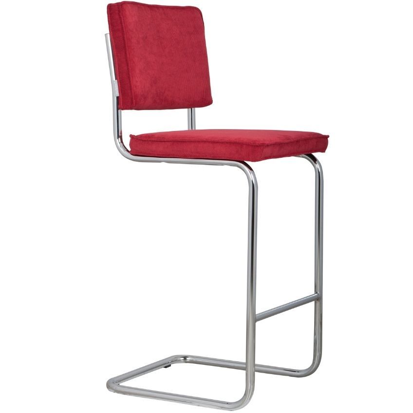 Červená manšestrová barová židle ZUIVER RIDGE RIB