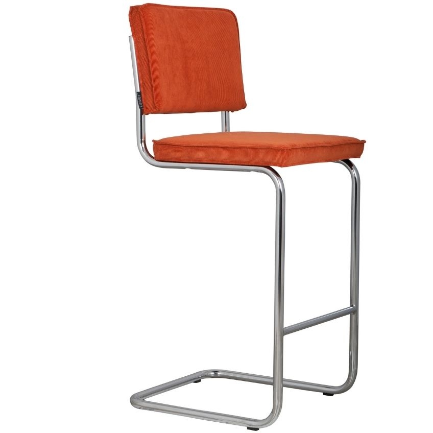 Oranžová manšestrová barová židle ZUIVER RIDGE