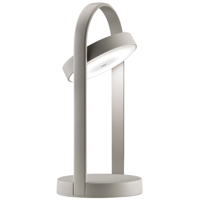 Stříbrná kovová bezdrátová stolní LED lampa