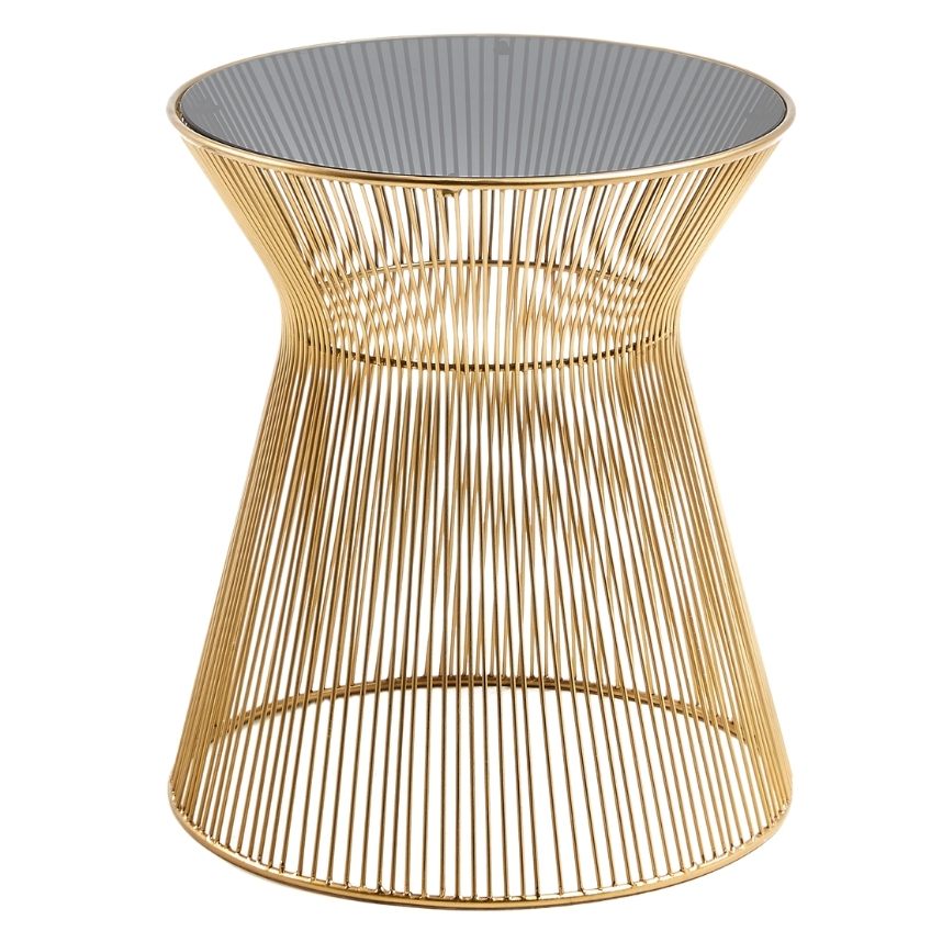 Zlatý skleněný kulatý odkládací stolek Kave
