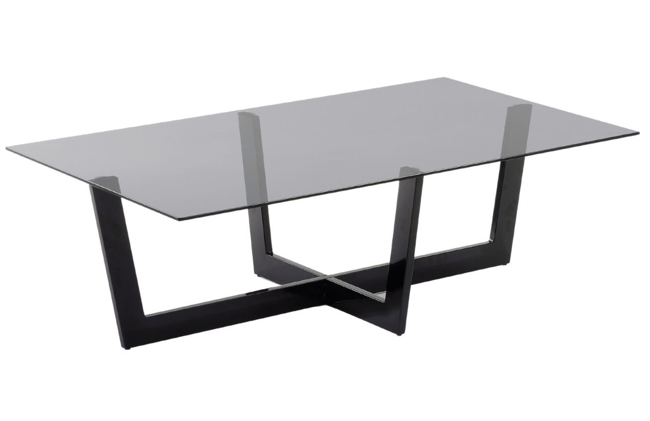 Kouřově šedý skleněný konferenční stolek Kave Home