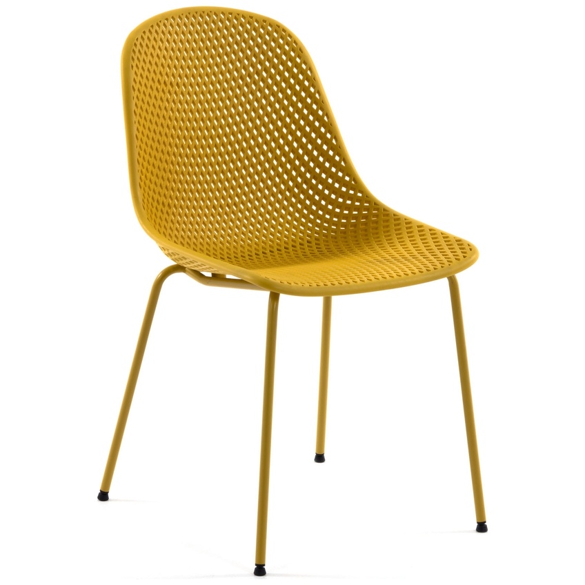 Žlutá plastová jídelní židle Kave