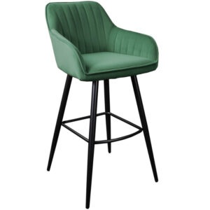Moebel Living Zelená sametová barová židle