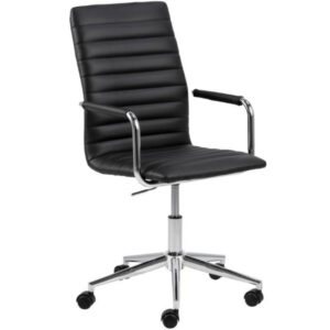 Scandi Černá koženková kancelářská konferenční židle