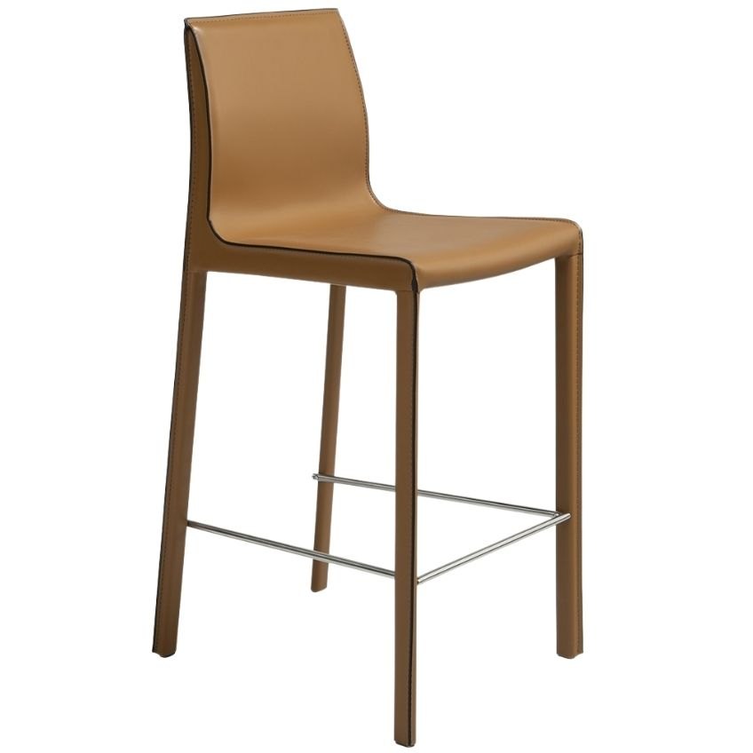 Koňaková koženková barová židle