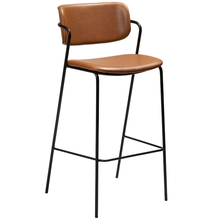 ​​​​​Dan-Form Koňakově hnědá koženková barová židle