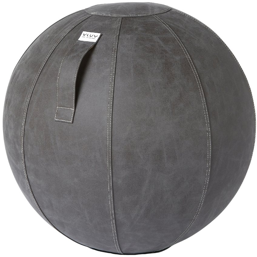 Tmavě šedý koženkový sedací / gymnastický míč VLUV