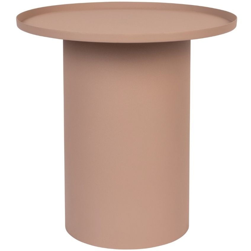 White Label Růžový matný kovový odkládací stolek
