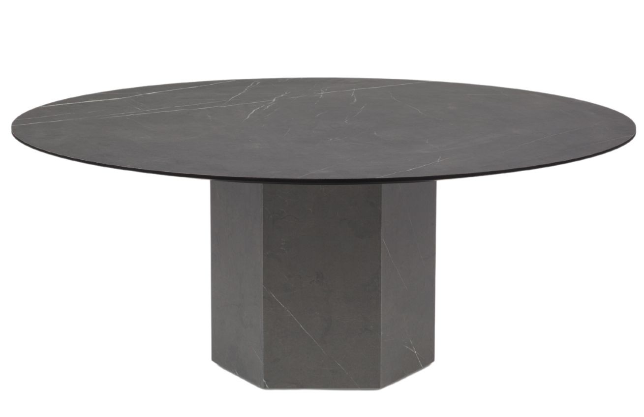 Černý mramorový kulatý konferenční stolek Micadoni