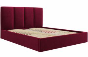 Červená sametová dvoulůžková postel MICADONI Pyla 160 x