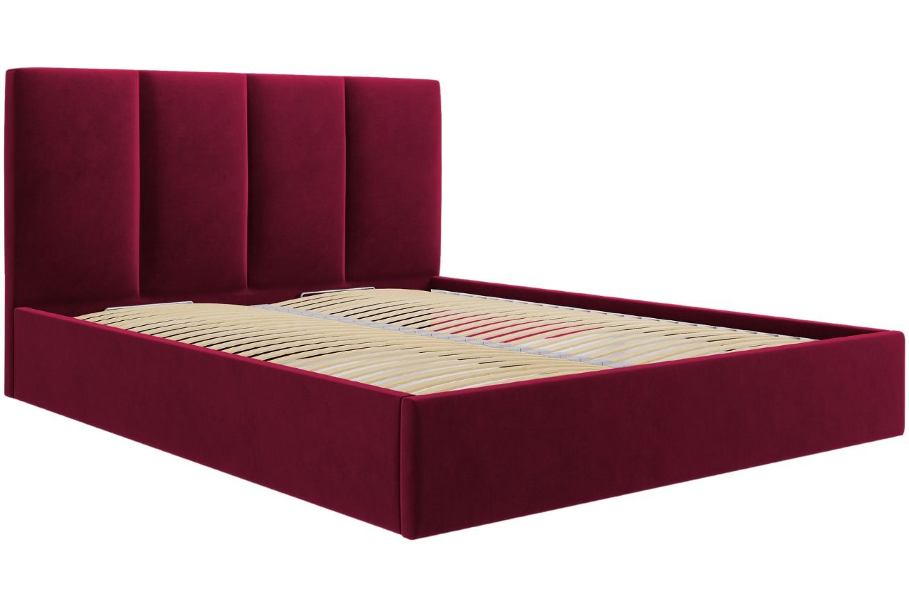 Červená sametová dvoulůžková postel MICADONI Pyla 180 x