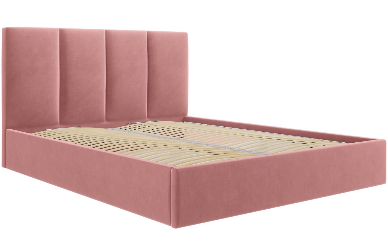 Růžová sametová dvoulůžková postel MICADONI Pyla 180 x