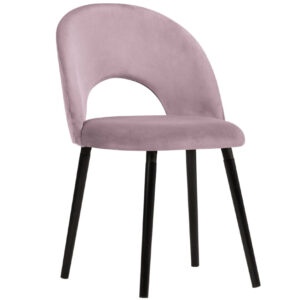 Růžová sametová jídelní židle