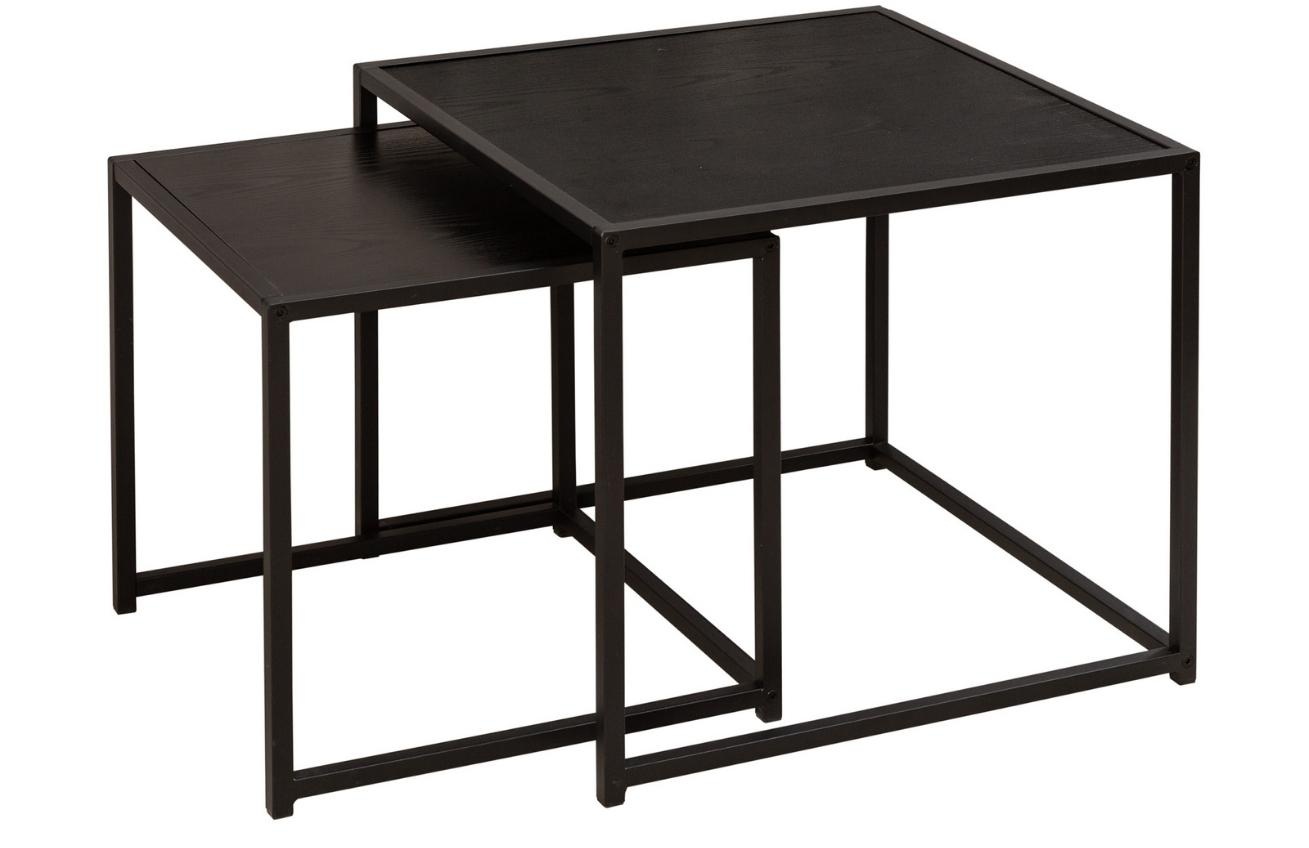 Moebel Living Set dvou černých jasanových konferenčních stolků Tobi