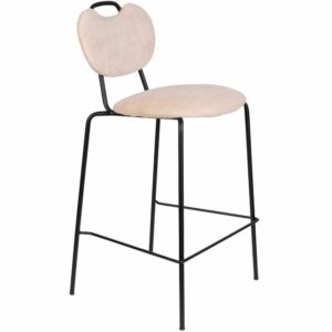 White Label Světle růžová látková barová židle