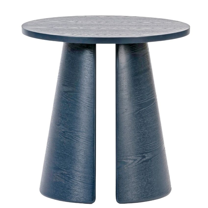 Modrý jasanový kulatý odkládací stolek Teulat