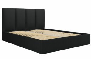 Černá látková dvoulůžková postel MICADONI Pyla 140 x