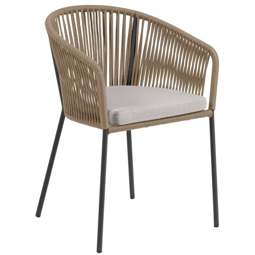 Béžová pletená jídelní židle Kave