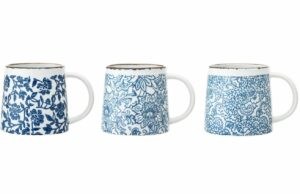 Set tří modro bílých keramických hrnečků