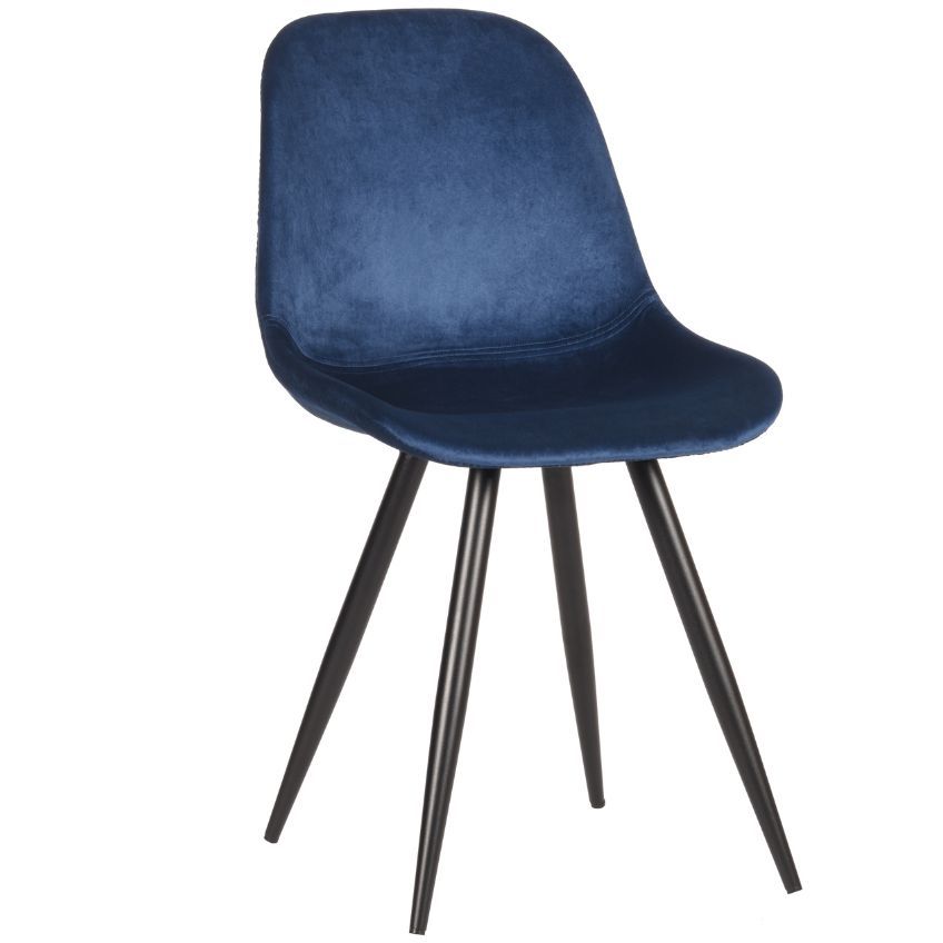 Modrá sametová jídelní židle LABEL51