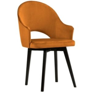 Oranžová sametová jídelní židle