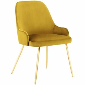 Žlutá sametová jídelní židle