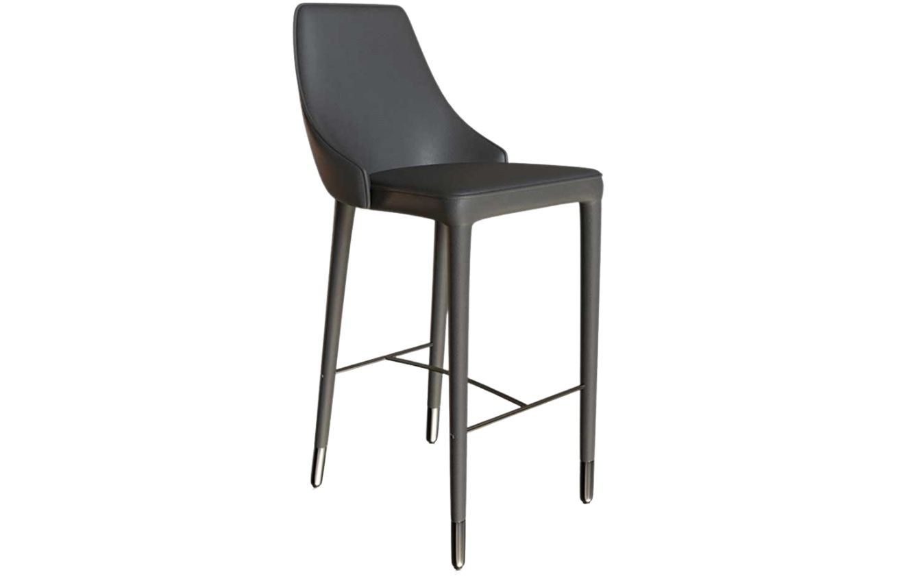 Tmavě šedá koženková barová židle Miotto Maino