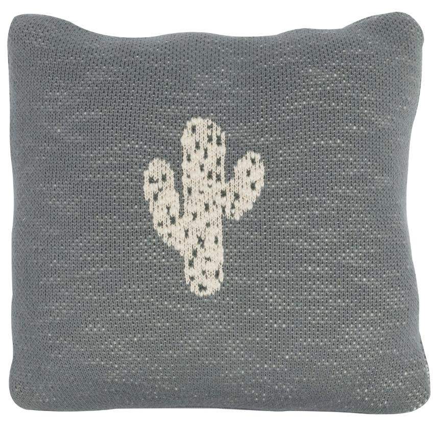 Šedý pletený dětský polštář Quax Kaktus