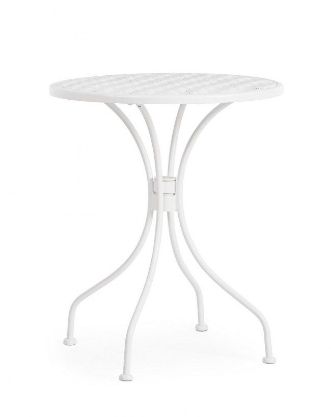 BIZZOTTO kulatý zahradní kovový stůl LIZETTE bílý ø60 cm