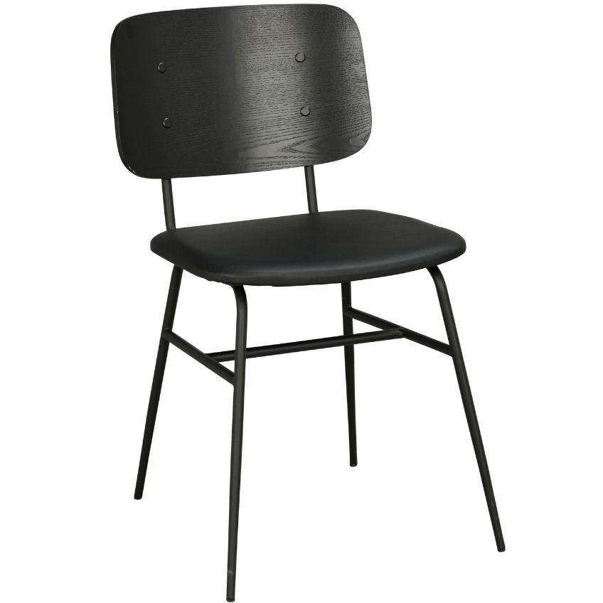 Černá jasanová jídelní židle s koženkovým