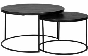Černý kovový set dvou konferenčních stolků