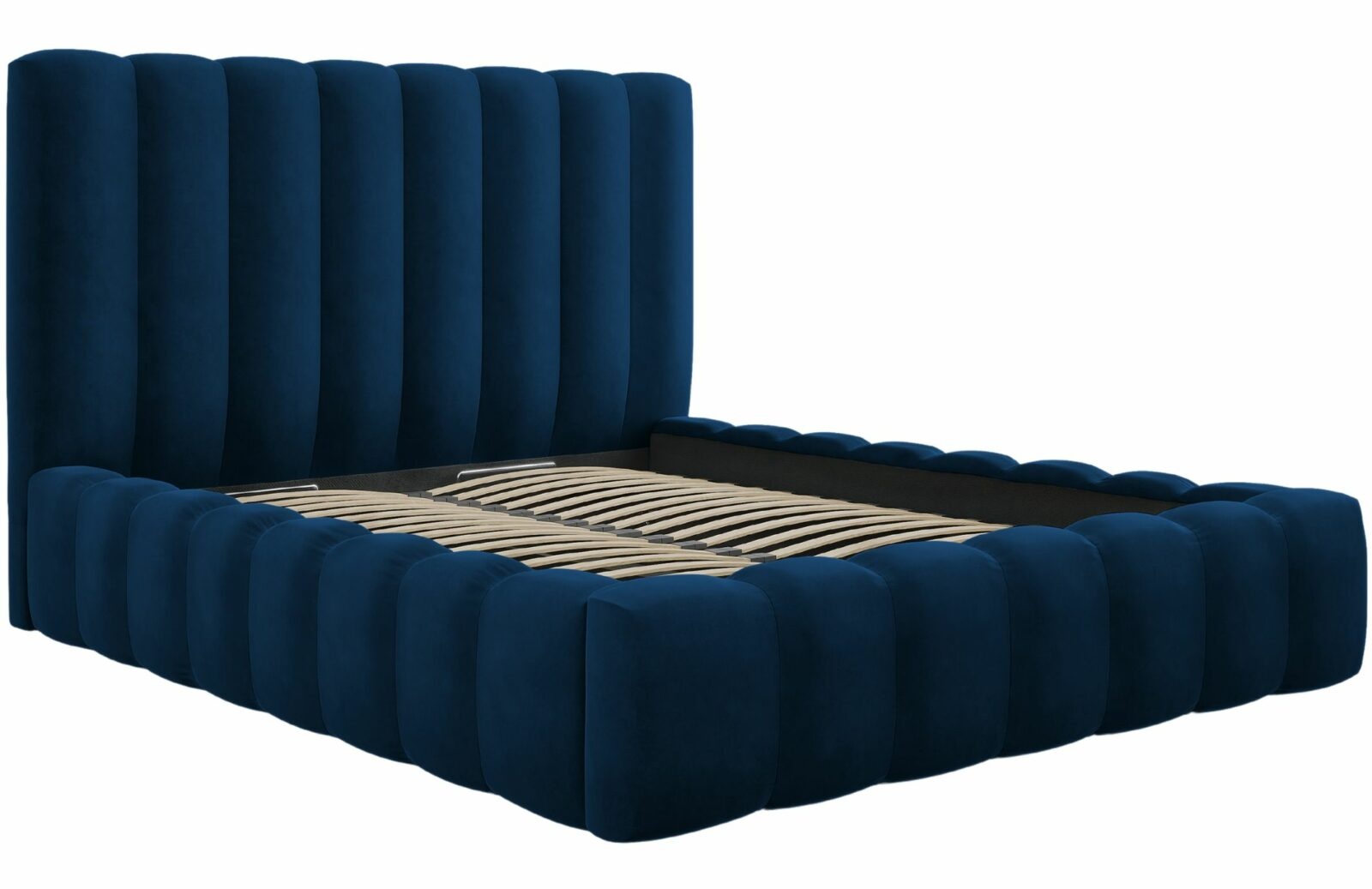 Královsky modrá sametová dvoulůžková postel MICADONI Kelp 200