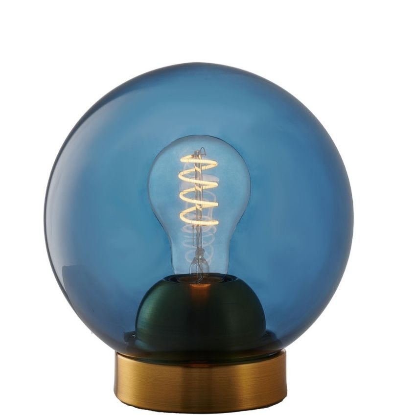 Modrá skleněná stolní lampa Halo