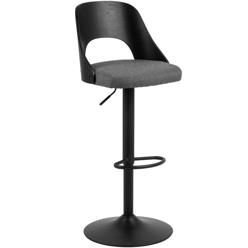 Scandi Černá kovová barová židle s šedým