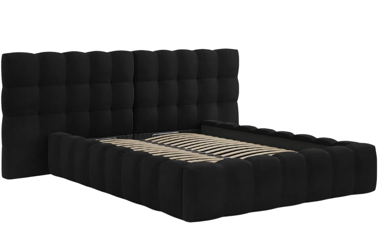 Černá sametová dvoulůžková postel MICADONI Mamaia 140 x