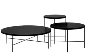 Set tří černých dubových konferenčních stolků