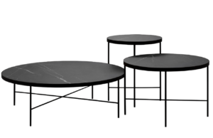 Set tří černých mramorových konferenčních stolků