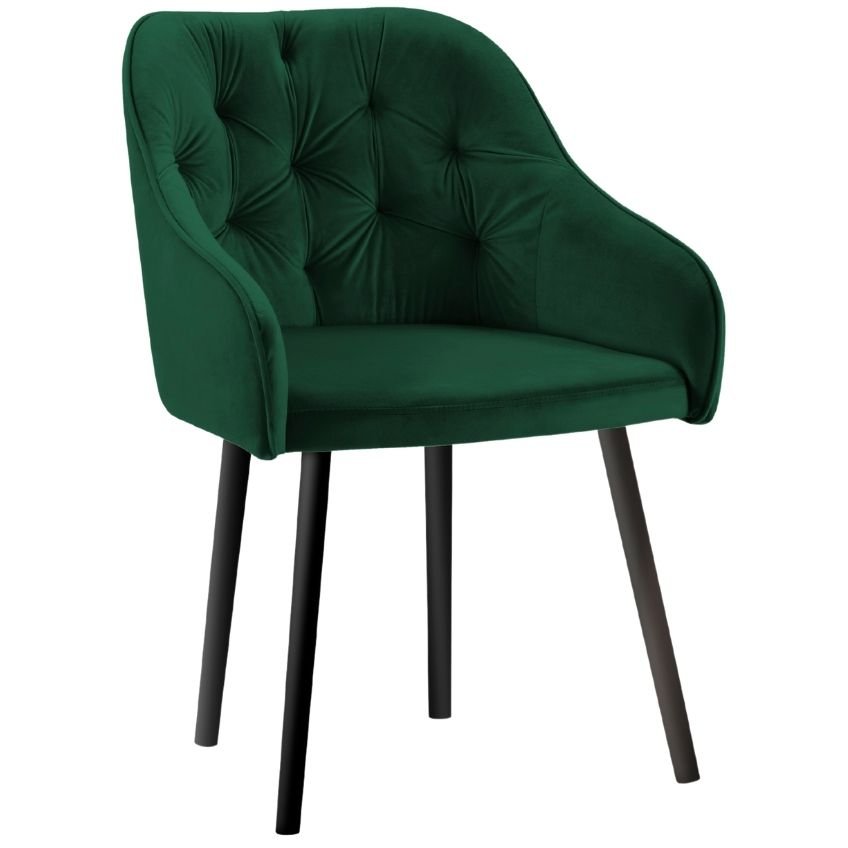 Smaragdově zelená sametová jídelní židle