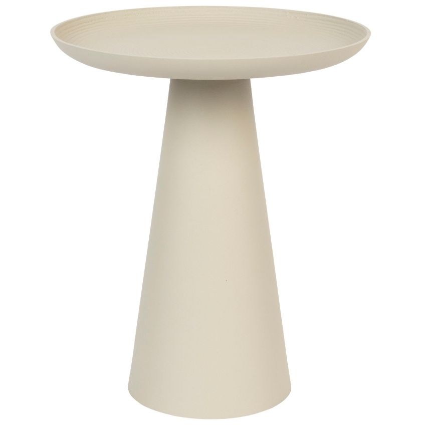 White Label Béžový kovový odkládací stolek
