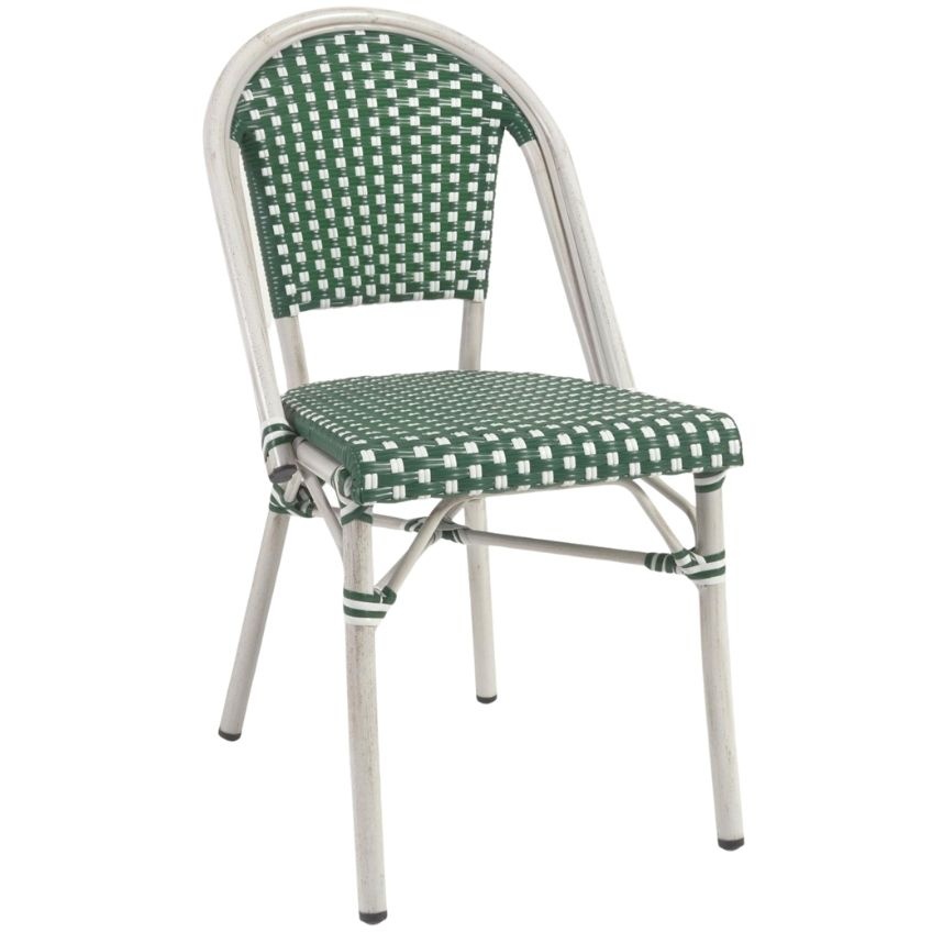 Zeleno bílá zahradní židle z umělého
