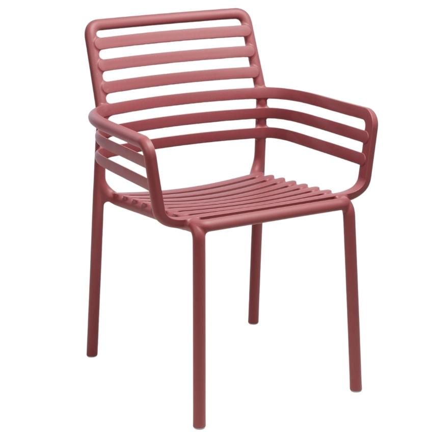 Červená plastová zahradní židle Nardi