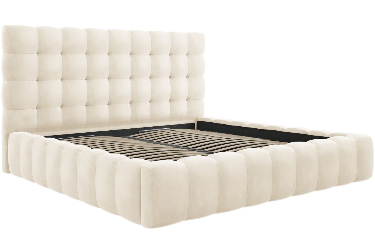 Béžová sametová dvoulůžková postel MICADONI Mamaia 200 x