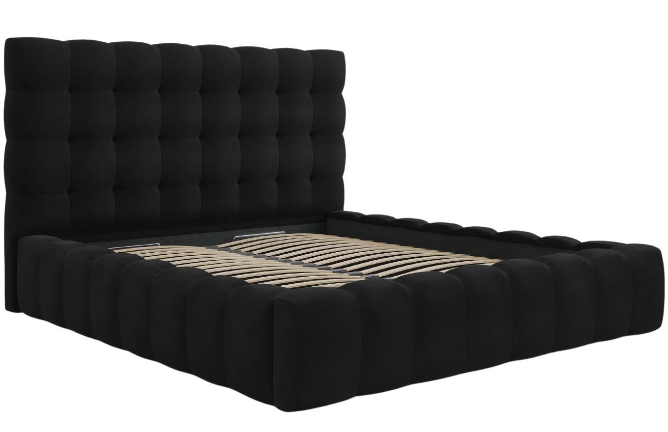 Černá sametová dvoulůžková postel MICADONI Mamaia 180 x