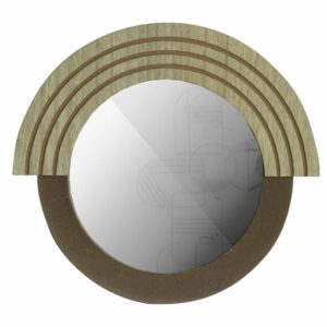 Hoorns Dřevěné kulaté nástěnné zrcadlo