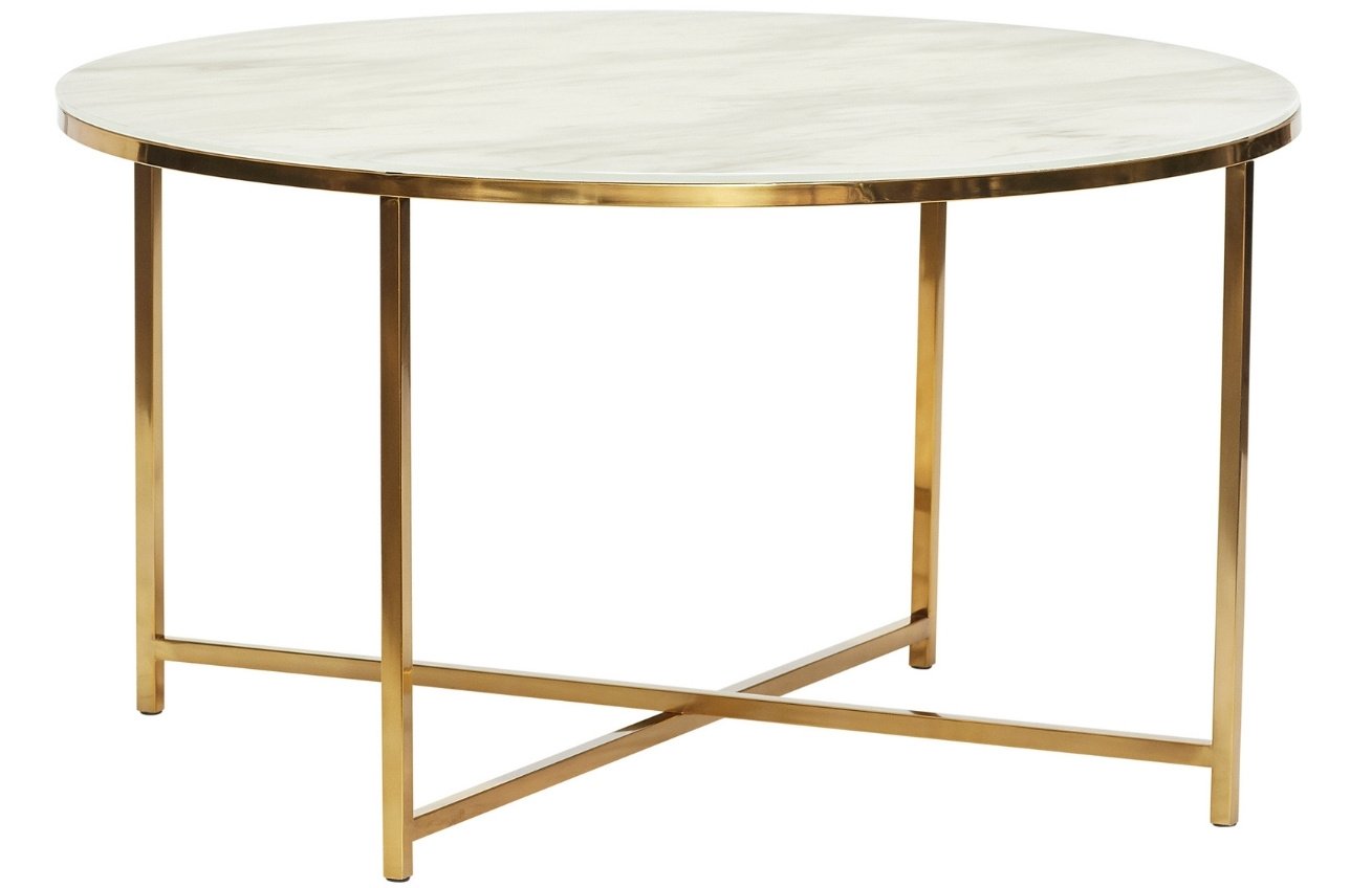 Bílo zlatý kovový konferenční stolek Hübsch