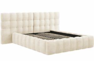Béžová sametová dvoulůžková postel MICADONI Mamaia 160 x