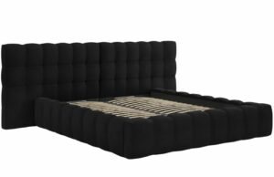 Černá sametová dvoulůžková postel MICADONI Mamaia 180 x