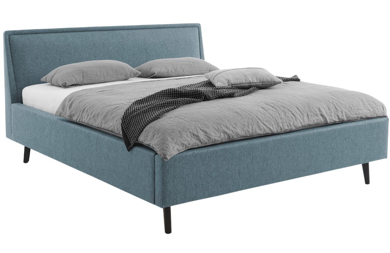 Šedo modrá látková dvoulůžková postel Meise Möbel Frieda 140