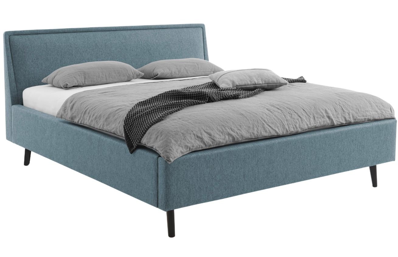 Šedo modrá látková dvoulůžková postel Meise Möbel Frieda 160